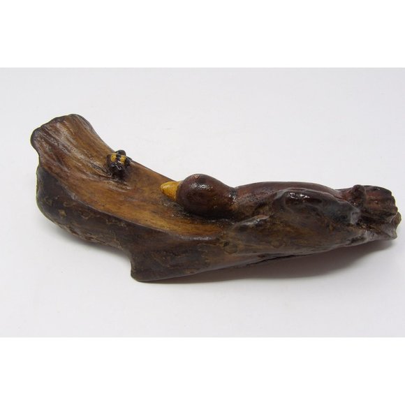 Vintage Hand Carved Hand Painted Wood Duck and Bee on Limb signed Ella Hobgood 1 - Picture 6 of 10